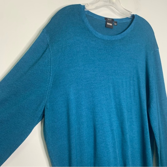 Boss Hugo Boss Teal Wool Silk Lightweight Knit Pullover Sweater Size 3XL - Picture 4 of 9